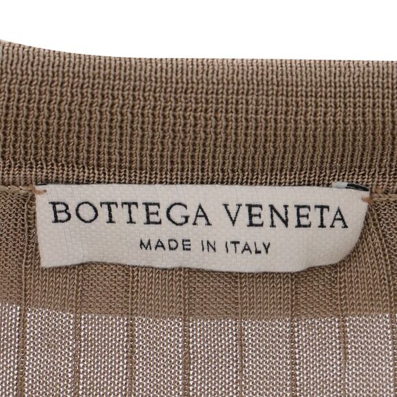 Bottega Veneta Ribbed Button-Down Light Weight Sweater in Beige Silk - Picture 5 of 10